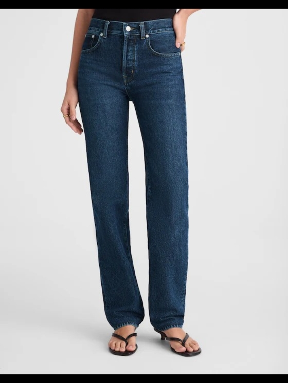 Madewell Petite Longline Straight Jean In Mckinney Wash - Picture 2 of 7